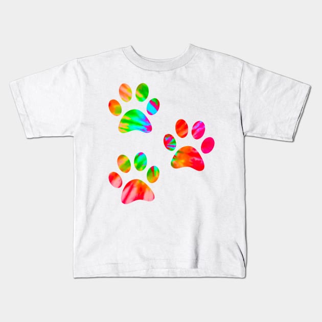 Tie Dye Paws Print Kids T-Shirt by lolosenese